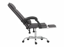Clicnbuy Silla de oficina reclinable masaje cuero sintético Gris Clearance