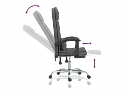 Clicnbuy Silla de oficina reclinable masaje cuero sintético Gris Clearance