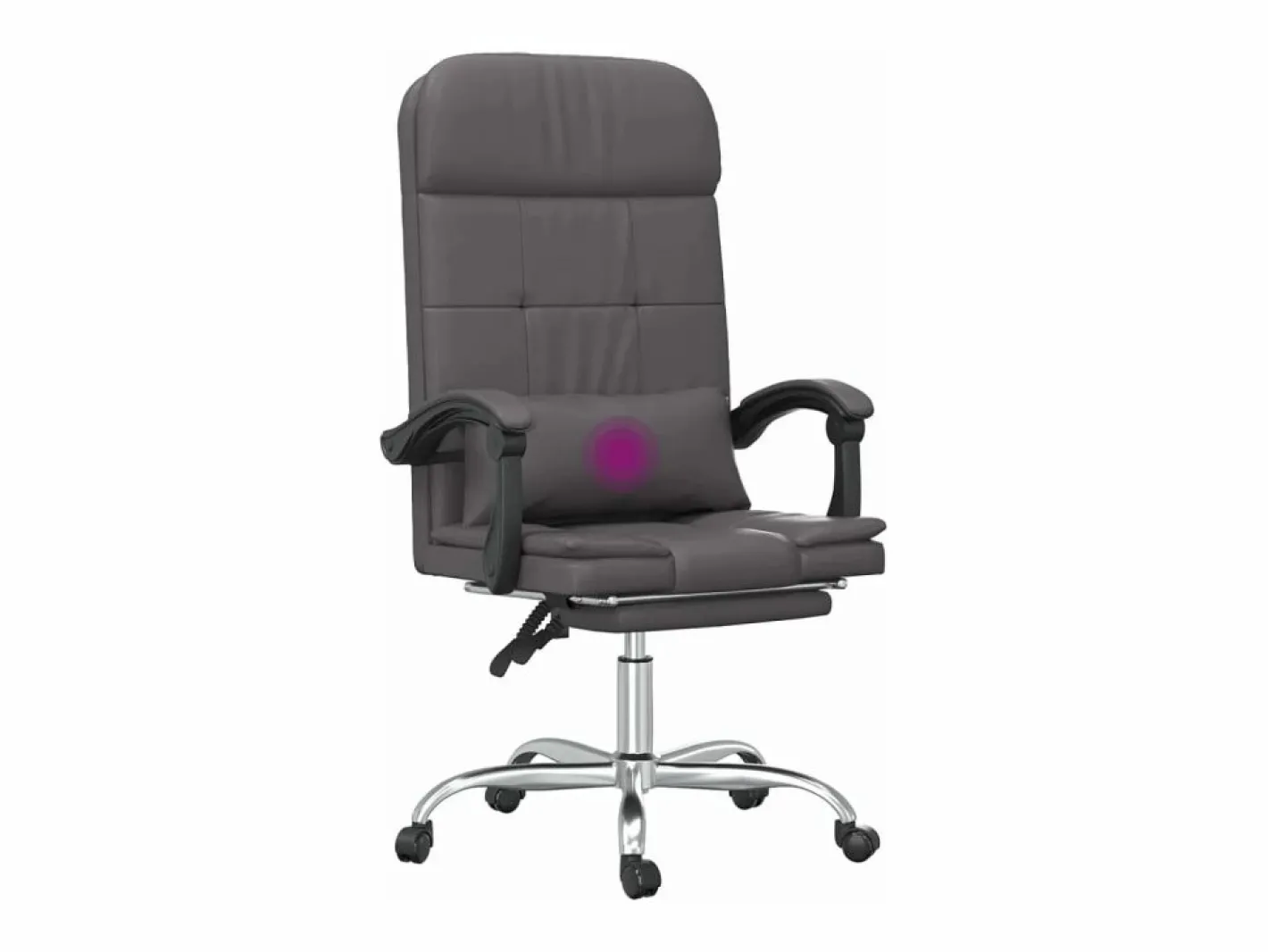 Clicnbuy Silla de oficina reclinable masaje cuero sintético Gris Clearance