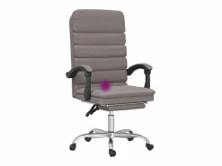 Clicnbuy Silla De Oficina|Silla de oficina reclinable con masaje tela gris taupé