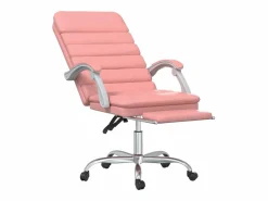 Clicnbuy Silla de oficina reclinable masaje cuero sintético Rosa New