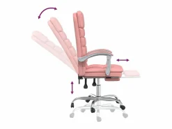 Clicnbuy Silla de oficina reclinable masaje cuero sintético Rosa New