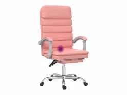Clicnbuy Silla de oficina reclinable masaje cuero sintético Rosa New
