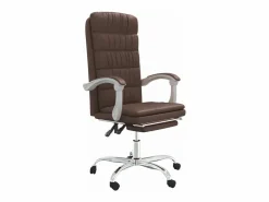 Silla de oficina reclinable cuero sintético marrón^Clicnbuy Best