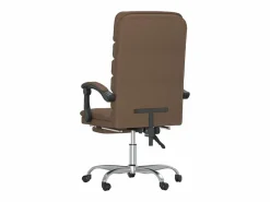 Silla de oficina reclinable con masaje de tela marrón^Clicnbuy Online
