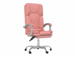 Clicnbuy Silla de oficina reclinable masaje cuero sintético Rosa Online