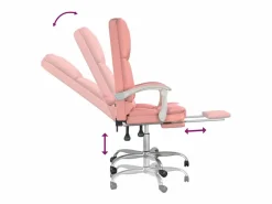 Clicnbuy Silla de oficina reclinable masaje cuero sintético Rosa Online