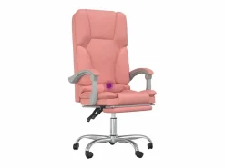 Clicnbuy Silla de oficina reclinable masaje cuero sintético Rosa Online