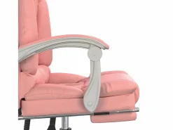 Clicnbuy Silla de oficina reclinable masaje cuero sintético Rosa Online