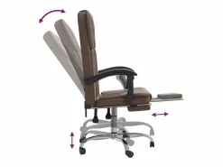 Clicnbuy Silla De Oficina|Silla de oficina reclinable cuero sintético marrón