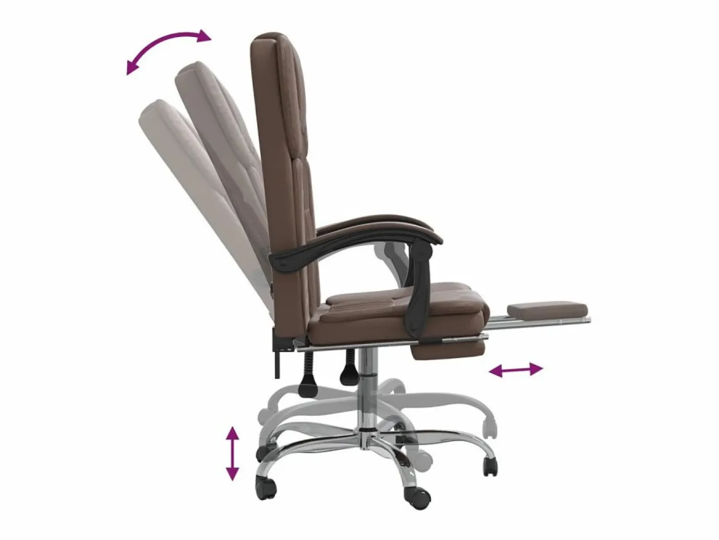 Clicnbuy Silla De Oficina|Silla de oficina reclinable cuero sintético marrón