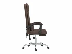 Clicnbuy Silla De Oficina|Silla de oficina reclinable masaje cuero sintético marrón