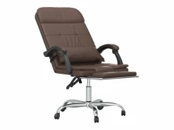 Clicnbuy Silla De Oficina|Silla de oficina reclinable masaje cuero sintético marrón
