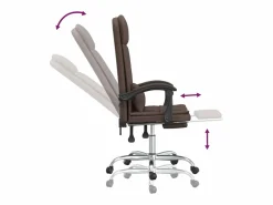 Clicnbuy Silla De Oficina|Silla de oficina reclinable masaje cuero sintético marrón