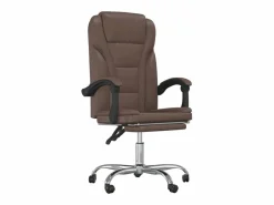 Silla de oficina reclinable cuero sintético marrón^Clicnbuy New