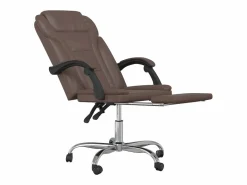 Silla de oficina reclinable cuero sintético marrón^Clicnbuy New