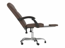Silla de oficina reclinable cuero sintético marrón^Clicnbuy New