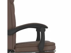Silla de oficina reclinable cuero sintético marrón^Clicnbuy New