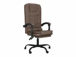 Clicnbuy Silla de oficina reclinable masaje cuero sintético marrón Marru00f3n New