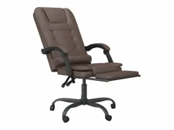 Clicnbuy Silla de oficina reclinable masaje cuero sintético marrón Marru00f3n New