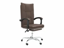 Clicnbuy Silla De Oficina|Silla de oficina reclinable cuero sintético marrón