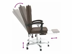 Clicnbuy Silla De Oficina|Silla de oficina reclinable cuero sintético marrón