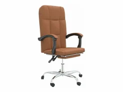 Silla de oficina reclinable cuero sintético marrón^Clicnbuy New