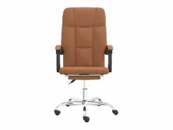 Silla de oficina reclinable cuero sintético marrón^Clicnbuy New