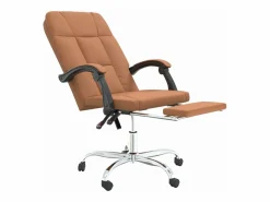 Silla de oficina reclinable cuero sintético marrón^Clicnbuy New