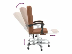 Silla de oficina reclinable cuero sintético marrón^Clicnbuy New