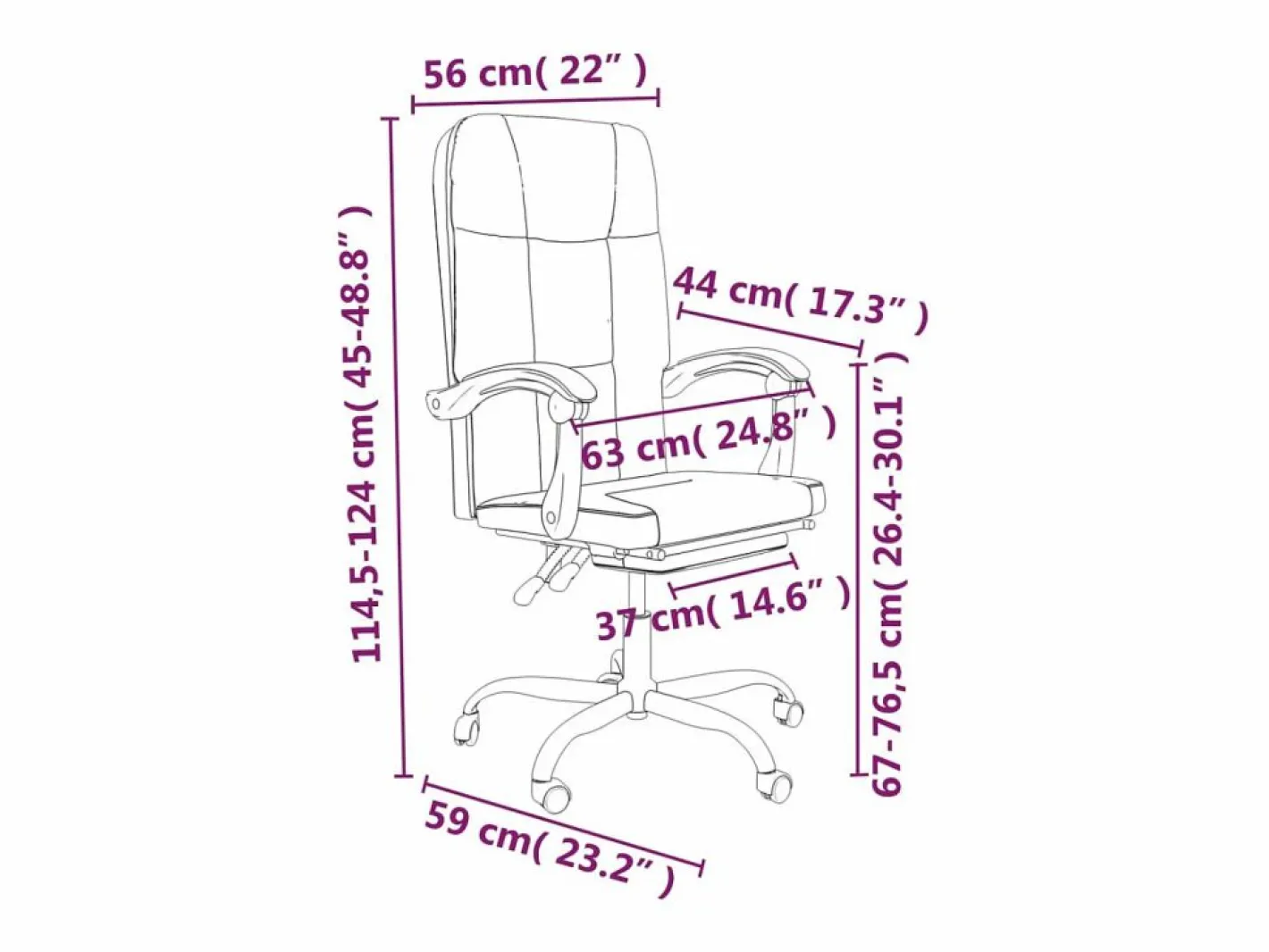 Silla de oficina reclinable cuero sintético marrón^Clicnbuy New