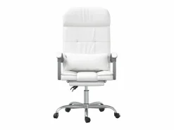 Clicnbuy Silla de oficina reclinable masaje cuero sintético Blanco Hot