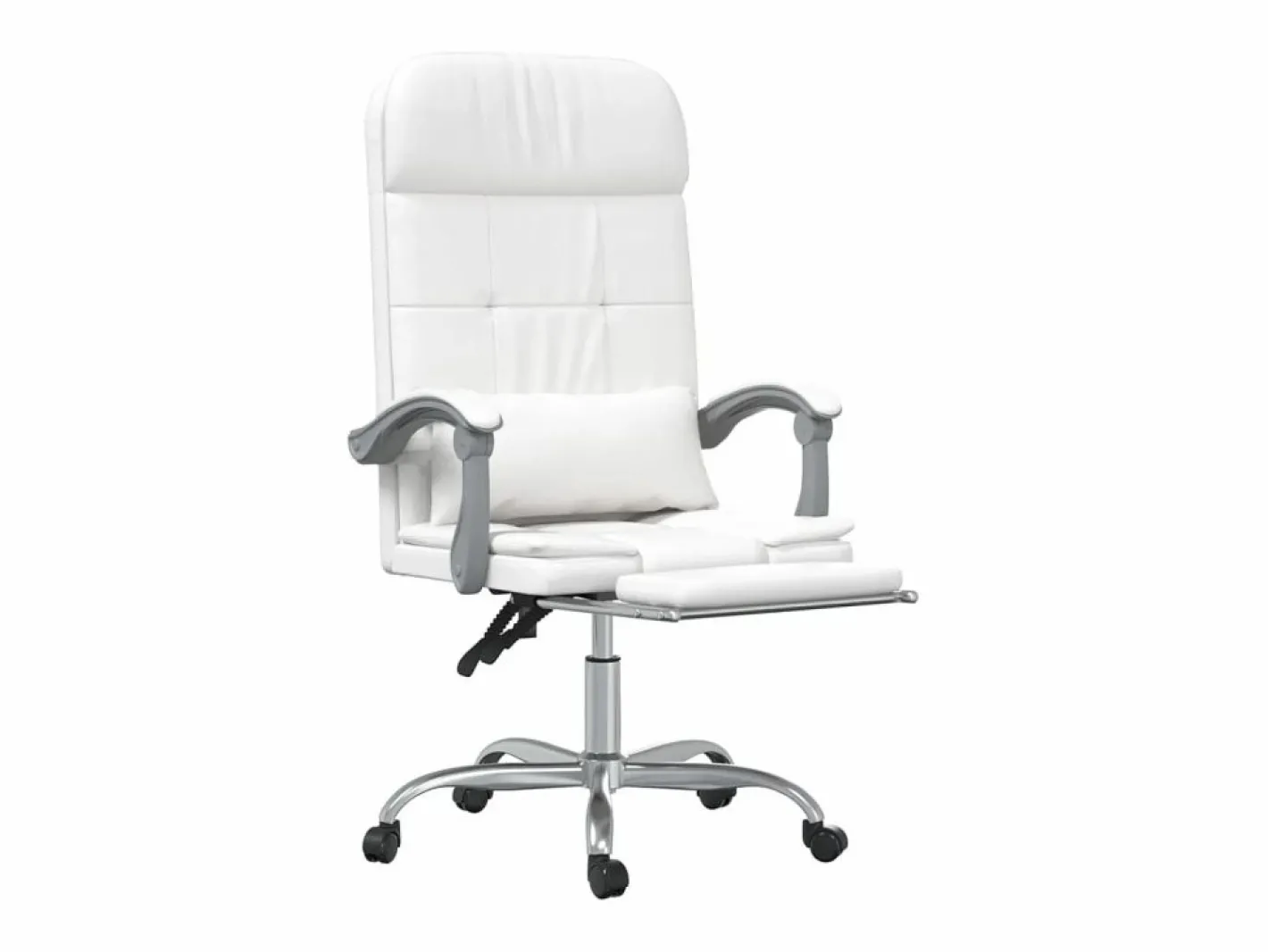 Clicnbuy Silla de oficina reclinable masaje cuero sintético Blanco Hot