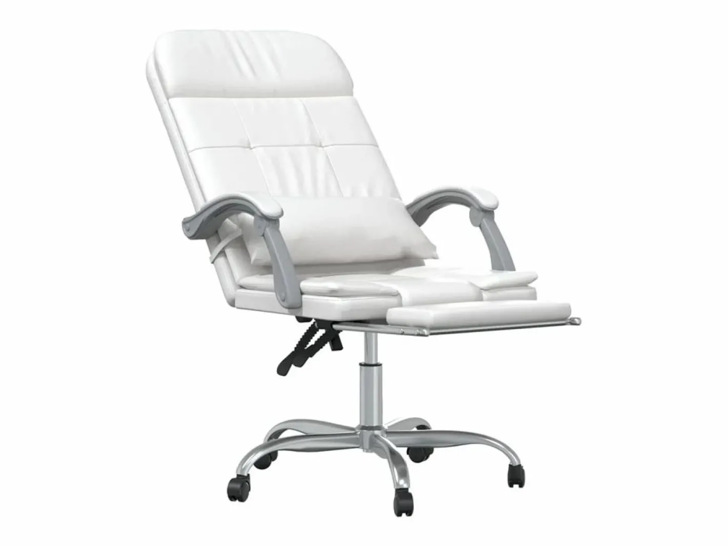 Clicnbuy Silla de oficina reclinable masaje cuero sintético Blanco Hot
