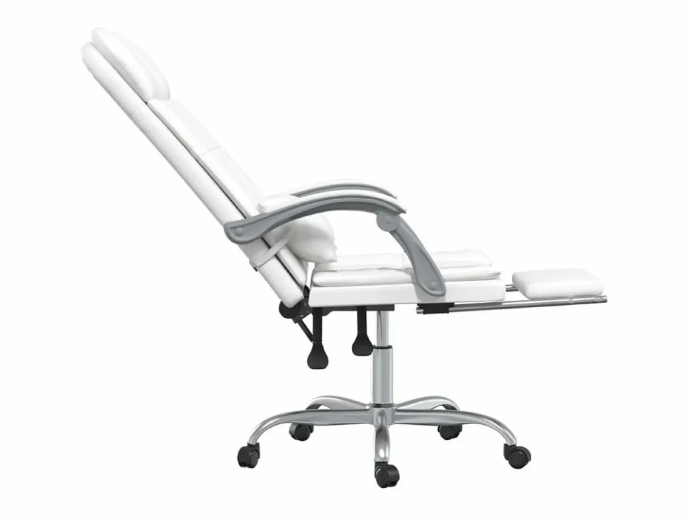 Clicnbuy Silla de oficina reclinable masaje cuero sintético Blanco Hot