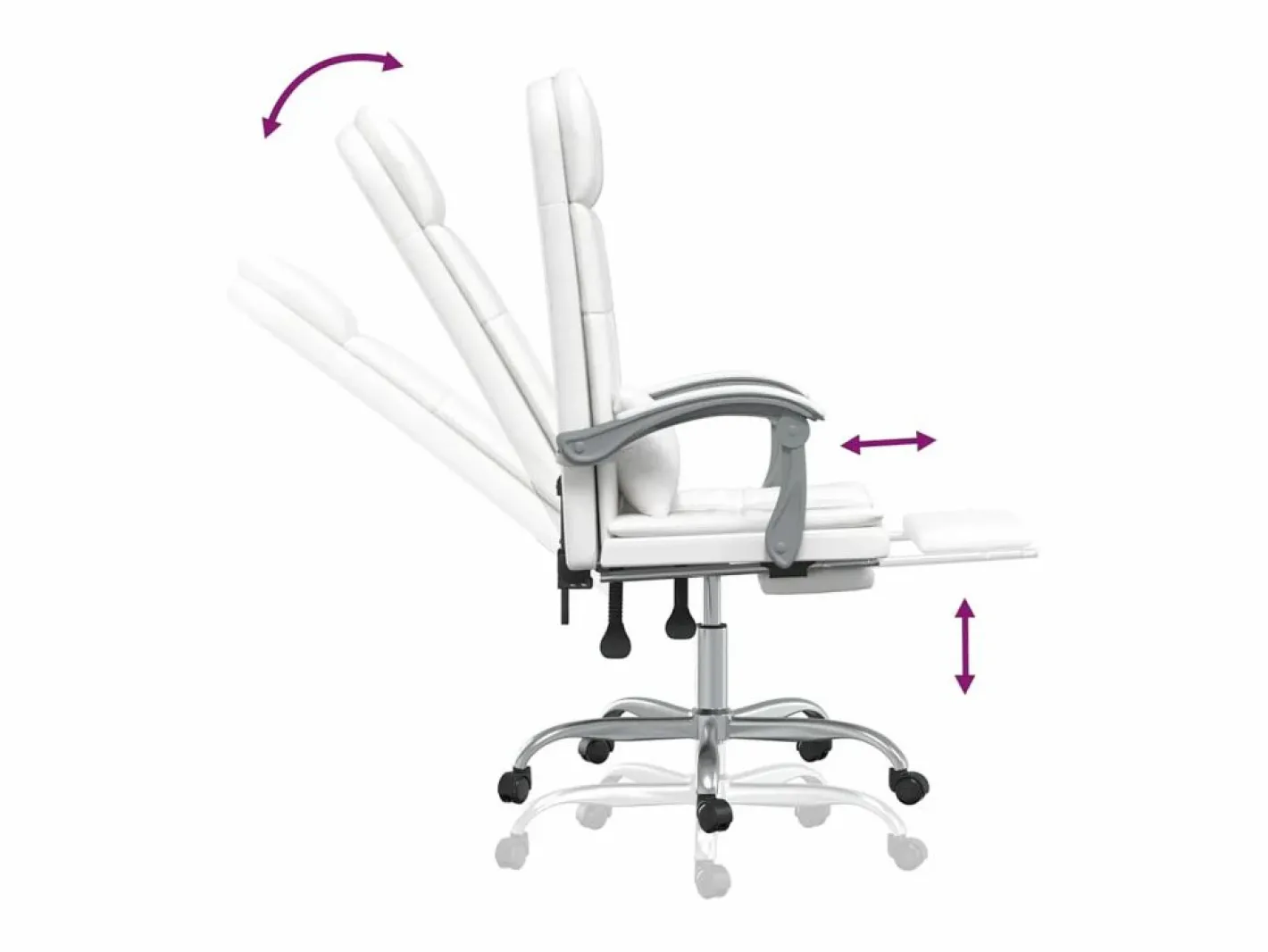 Clicnbuy Silla de oficina reclinable masaje cuero sintético Blanco Hot
