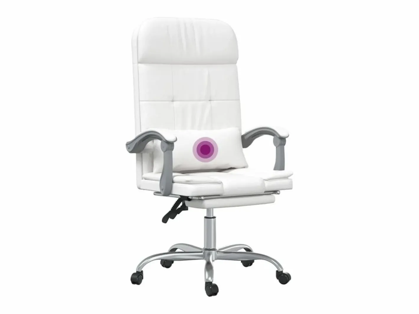 Clicnbuy Silla de oficina reclinable masaje cuero sintético Blanco Hot