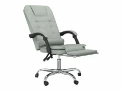 Silla de oficina reclinable con masaje terciopelo claro^Clicnbuy Best