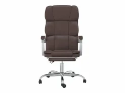 Silla de oficina reclinable cuero sintético marrón^Clicnbuy Best