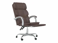 Silla de oficina reclinable cuero sintético marrón^Clicnbuy Best
