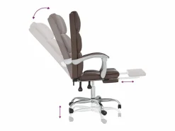 Silla de oficina reclinable cuero sintético marrón^Clicnbuy Best