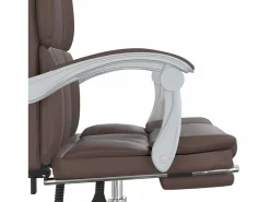 Silla de oficina reclinable cuero sintético marrón^Clicnbuy Best