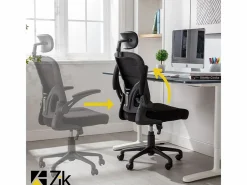 Silla De Oficina|Silla de oficina Silla ergonómica Soporte lumbar con reposabrazos y reposacabezas oscilante