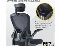 Silla De Oficina|Silla de oficina Silla ergonómica Soporte lumbar con reposabrazos y reposacabezas oscilante