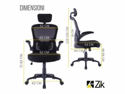 Silla De Oficina|Silla de oficina Silla ergonómica Soporte lumbar con reposabrazos y reposacabezas oscilante