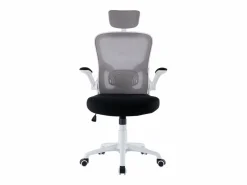 Silla de oficina Silla ergonómica Soporte lumbar con reposabrazos y reposacabezas oscilante, y gris - ZIK Blanco Discount