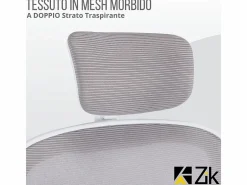 Silla de oficina Silla ergonómica Soporte lumbar con reposabrazos y reposacabezas oscilante, y gris - ZIK Blanco Discount