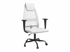Clicnbuy Silla de oficina tela de malla y cuero sintético blanca Blanco Best