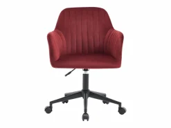 Vente-unique Colección Rouge Passion|Silla De Escritorio|Silla de oficina terciopelo burdeos y negro altura regulable - ELEANA