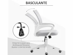 Homcom Silla de oficina Waco basculante con reposabrazos + ruedas 89-109x57x55 cm Gris Sale